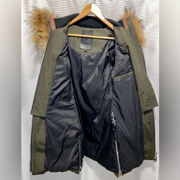 NICOLE BENISTI‎ Courvechal leather&Fox Fur-Trim Chevron Down parka Coat sz small - Picture 13 of 17
